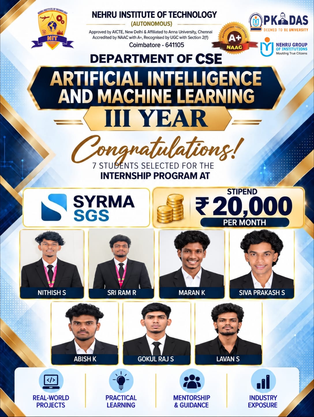 CSE AI and ML Internship Success